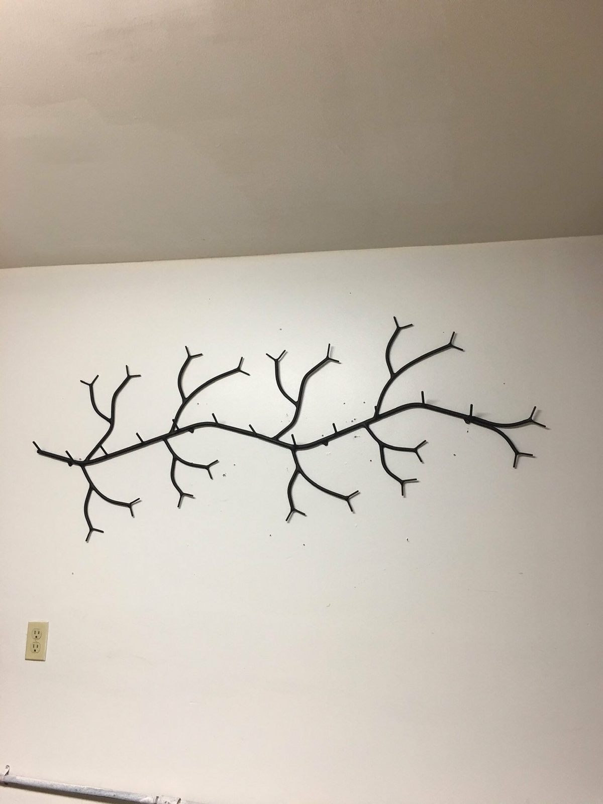 60" long ( 5 feet long ) 12 hook Metal Branch coat rack, unique one of a kind
