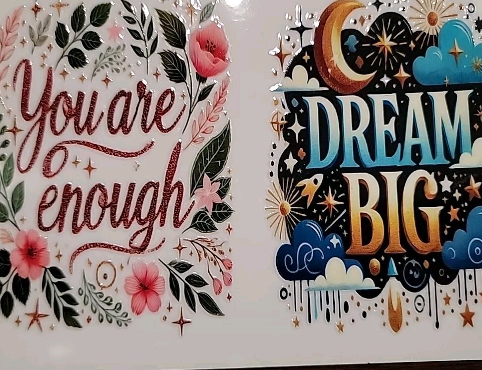UV DTF Encouraging Words Quotes Dream Big Believe 12 Pc Decals Sticker Set