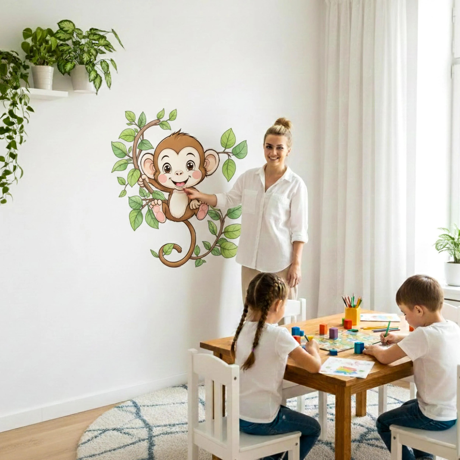 Cute Monkey Wall Decal | Jungle Nursery Decor