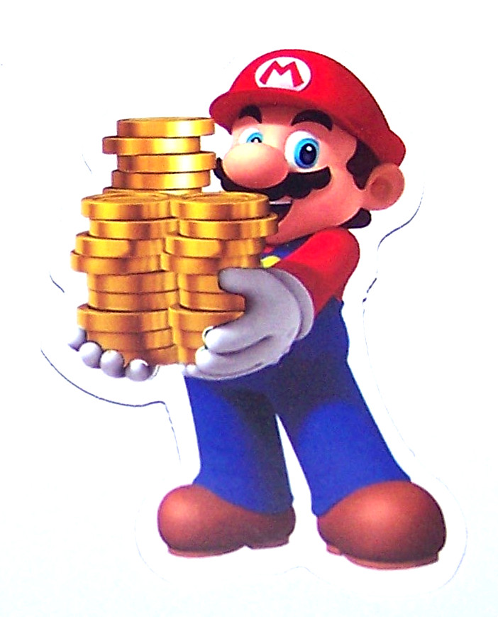 Super Mario Bros Cut Sticker Decal Movie Nintendo Video Game MARIO with Coins