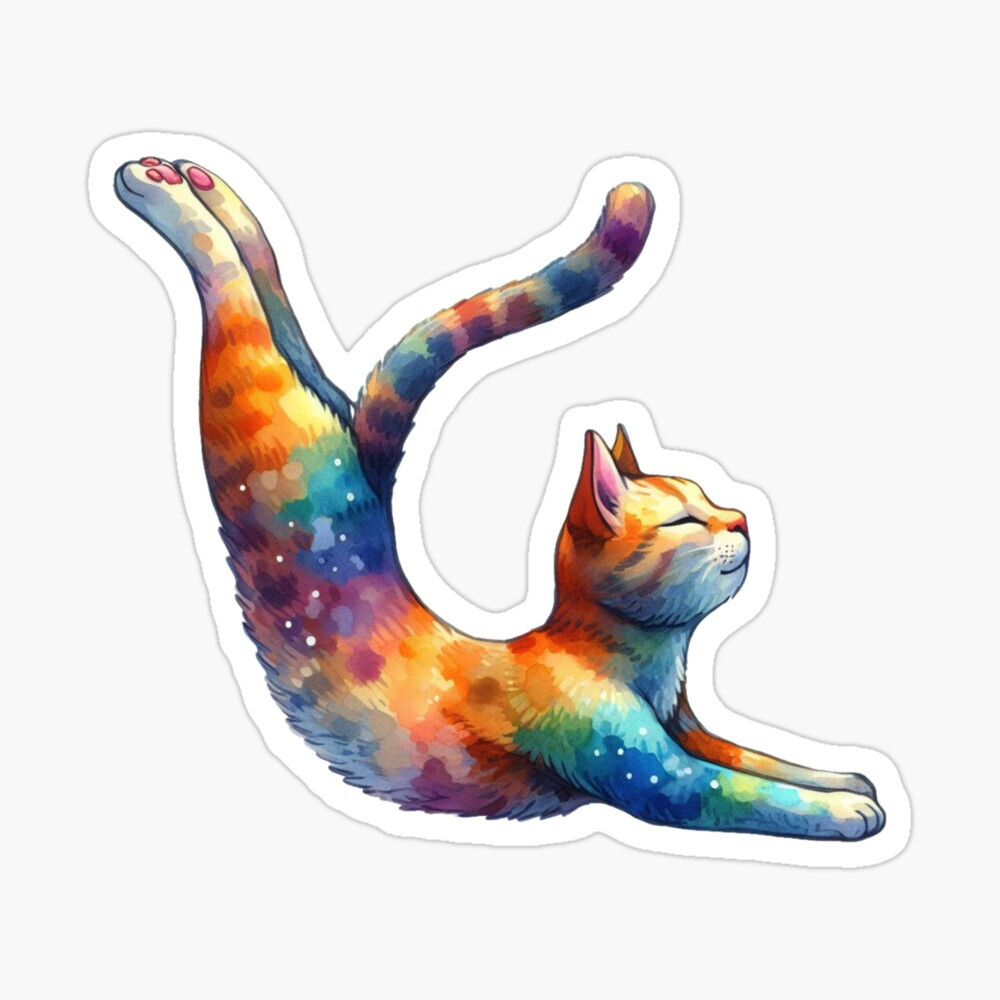 Celestial Cat Yogi Sticker by C Autumn Trapp Original Art 3" x 3"