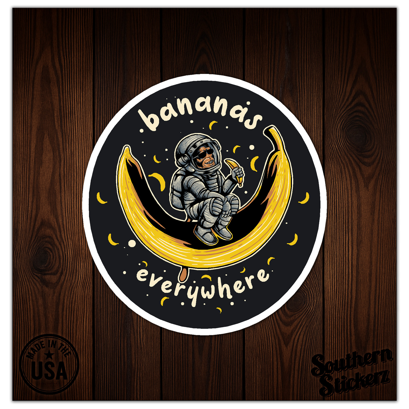 Bananas Everywhere Monkey – Vinyl Decal Sticker – Car Window Laptop – ebn8562
