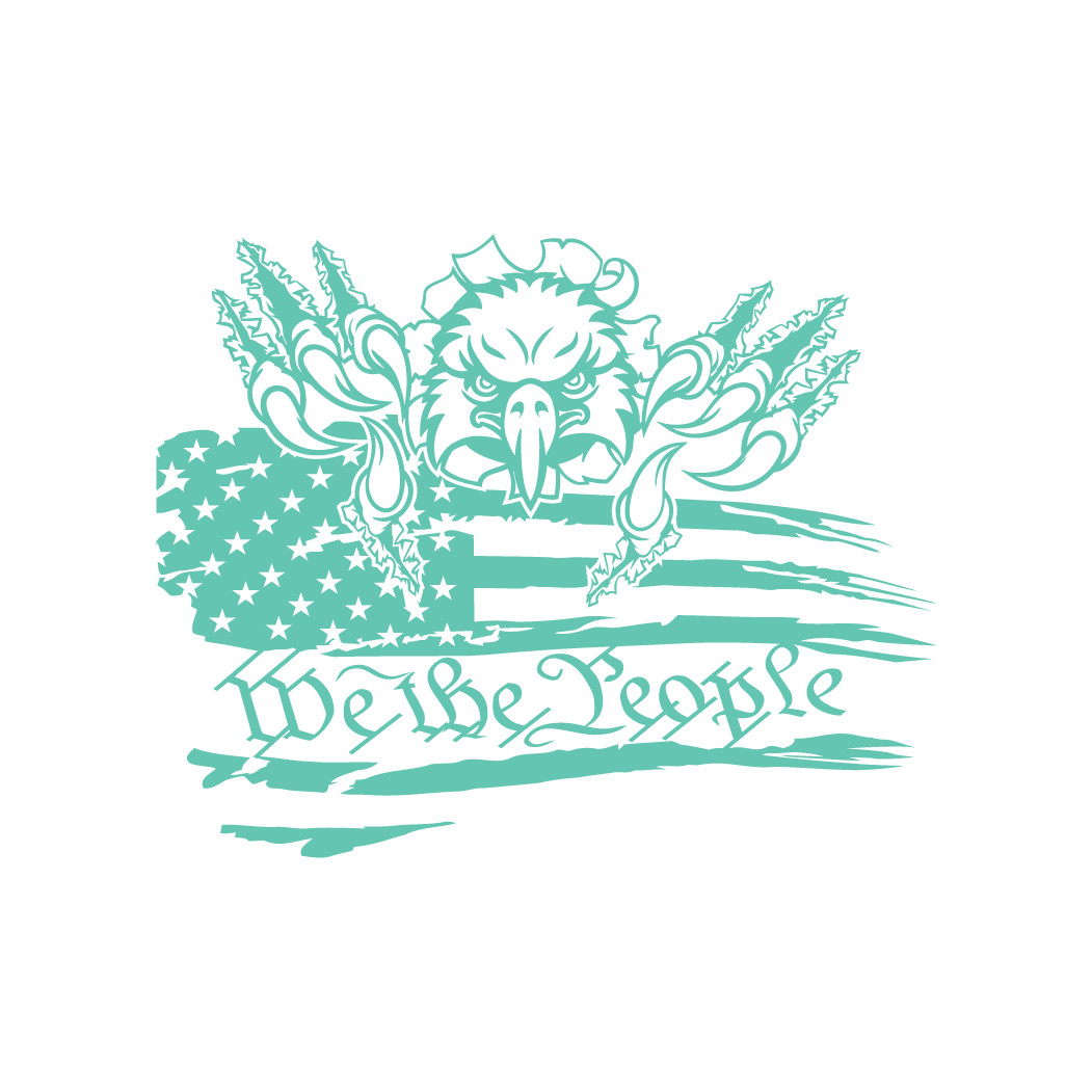 American USA Distressed Flag With Eagle & We The People Automotive Die Cut Decal