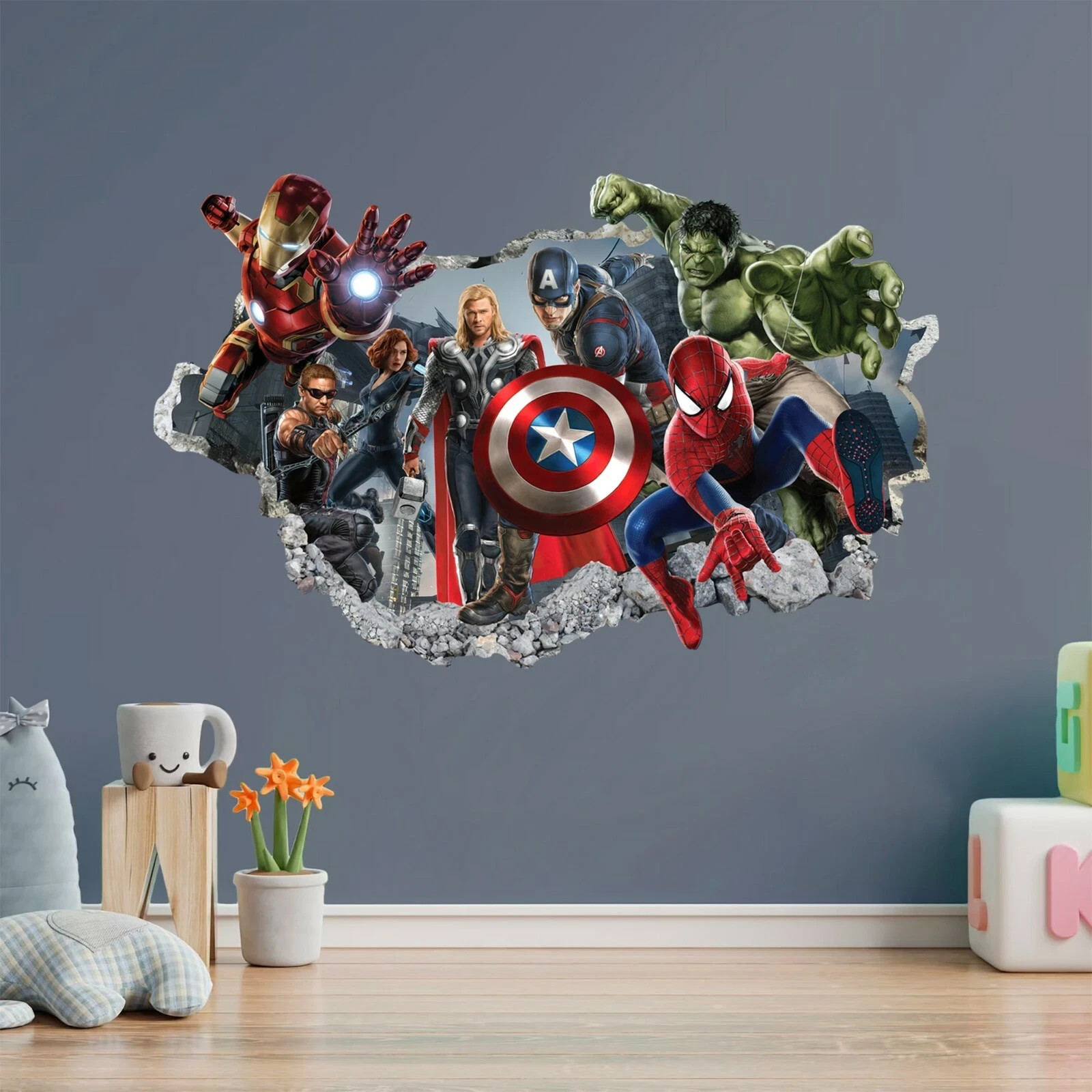 Marvel Heros Removable Stickers Kids Home Decal room Decor Marvel [Size 142×90]