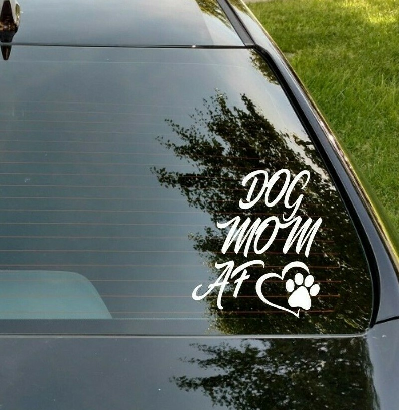 DOG MOM puppy love Vinyl Decal Car Truck Wall Sticker pick your size and color
