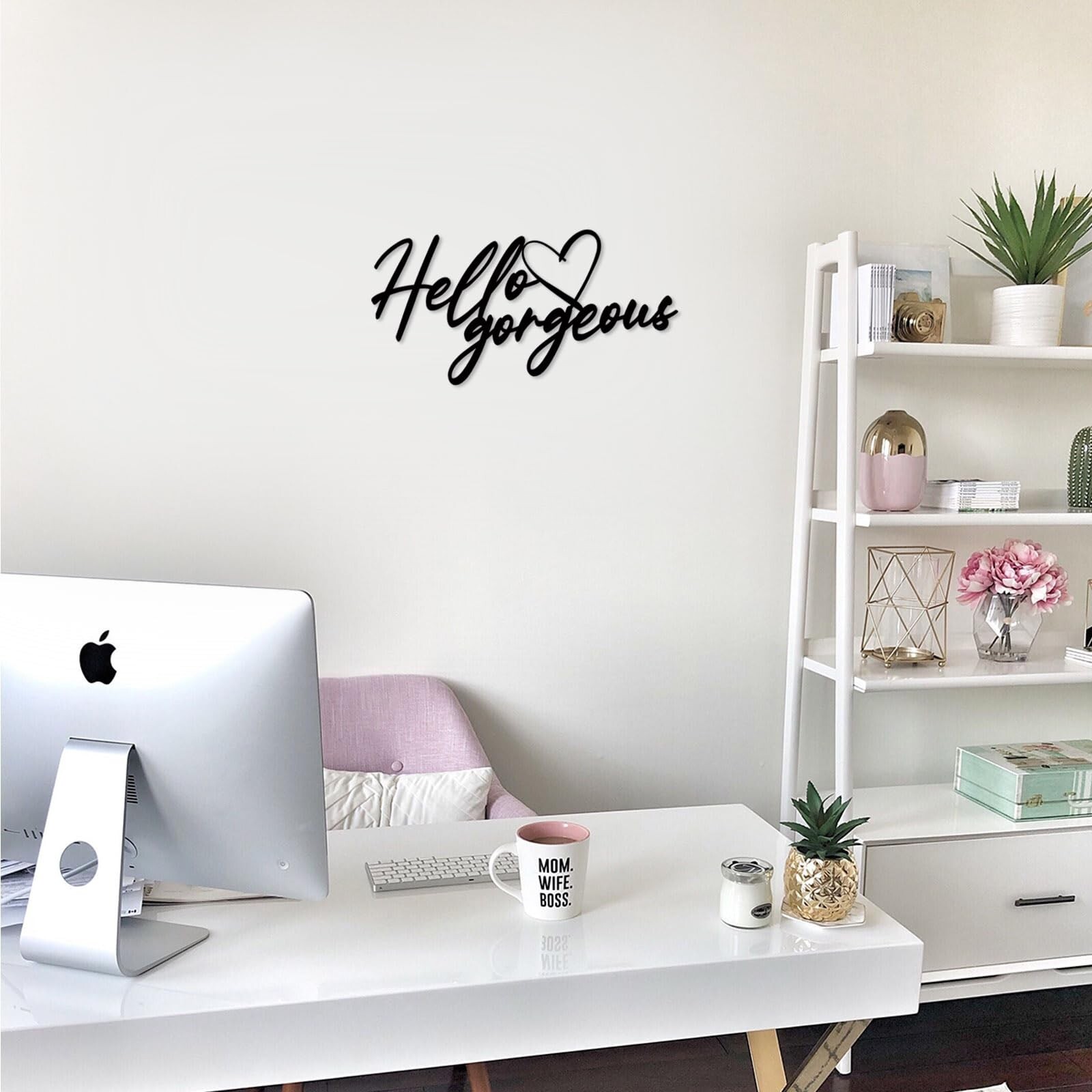 Hello Gorgeous Wall Decor Metal Hello Gorgeous Sign Rustic Farmhouse Wall Sig…