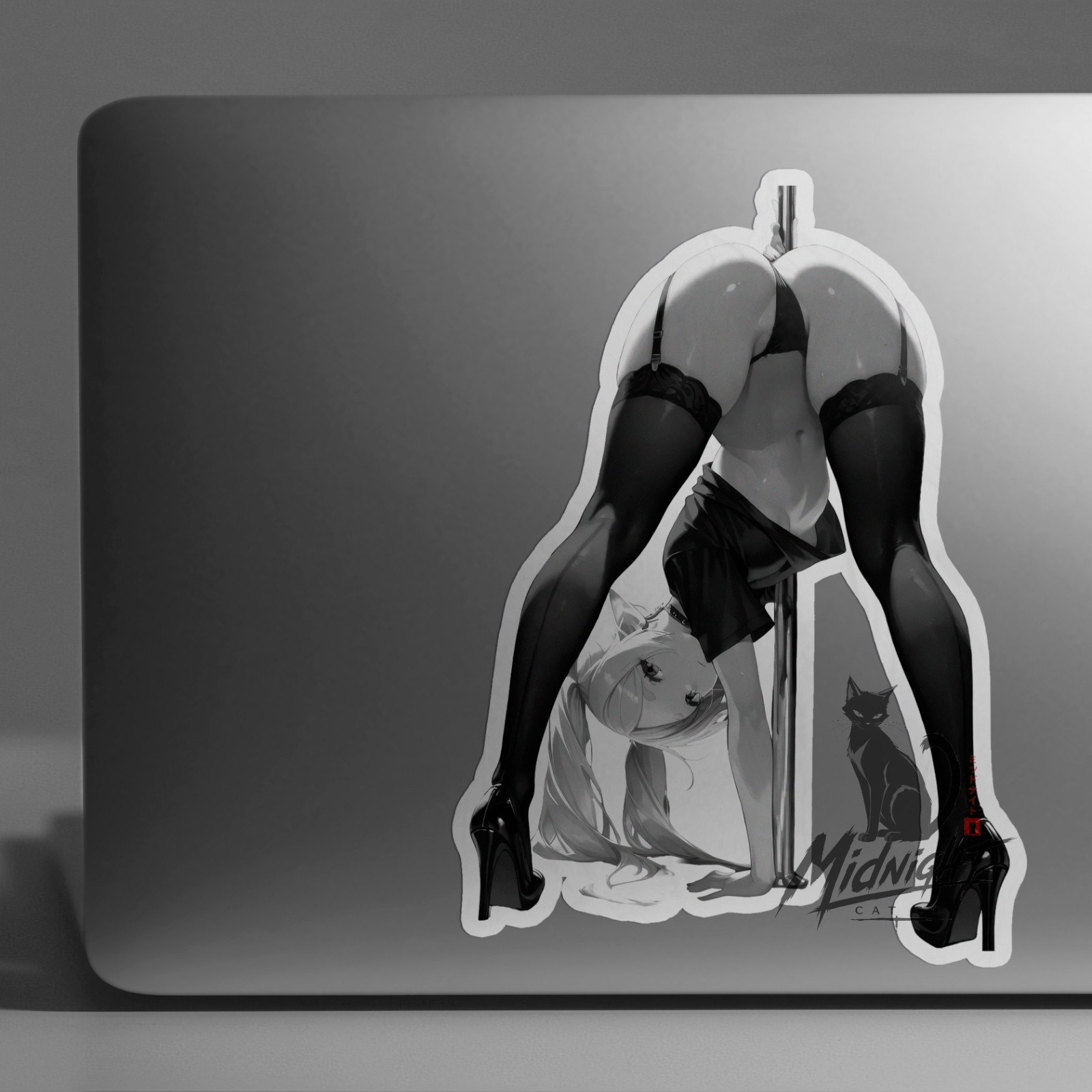 Elf Waifu 7in B&W Vinyl Sticker Anime Manga Lewd Laptop Skateboard Car