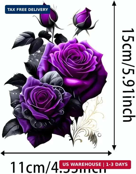 2x Purple Rose Flower Vinyl Decal 4.3×5.9" Car Window Auto Exterior Accessory