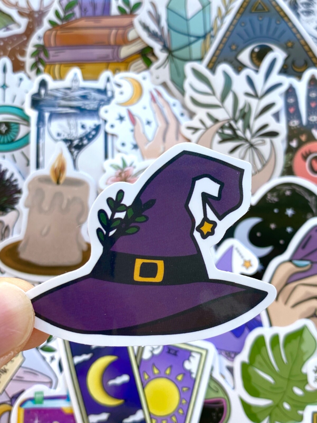 5-50 pcs Gothic Stickers, Halloween Wizard Raven Dark Candle Water Bottle Decals