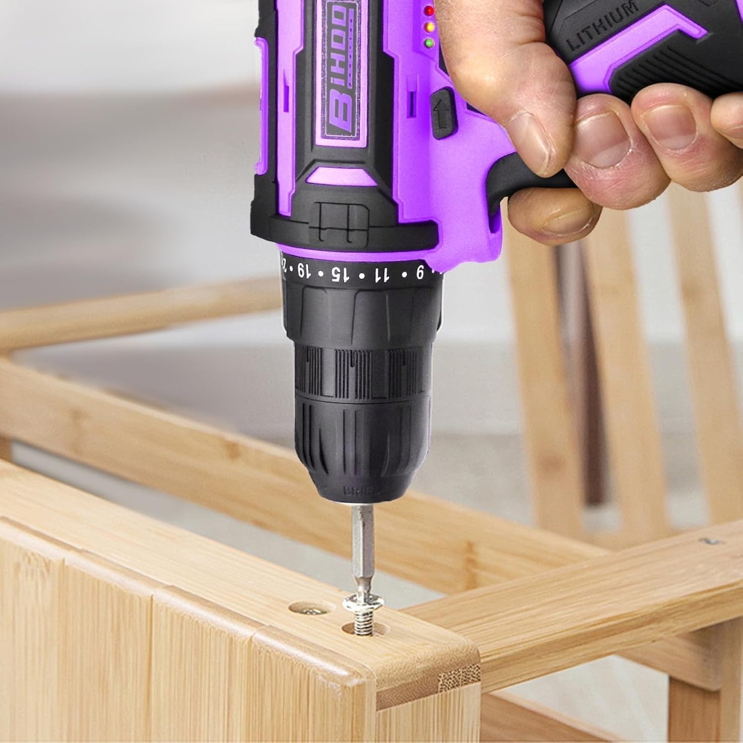 Purple Cordless Drill Set,20V Drill Driver with Battery and Charger,3/8-Inch …