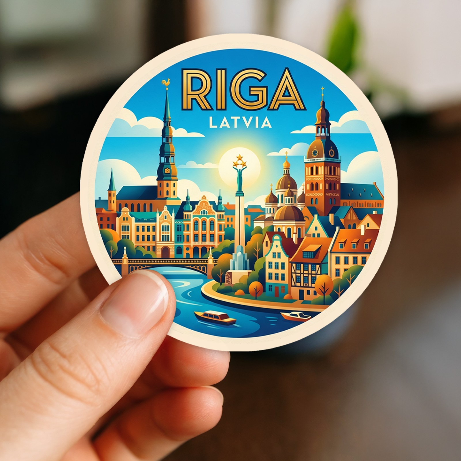 Riga Latvia Vintage Travel Sticker Die Cut Waterproof Decal Vinyl For Laptop etc