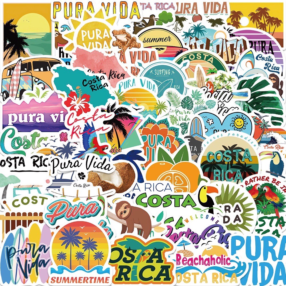 50 Costa Rica Stickers Nature Travel Decals Laptop Hydro Yeti Car Free Shipping!