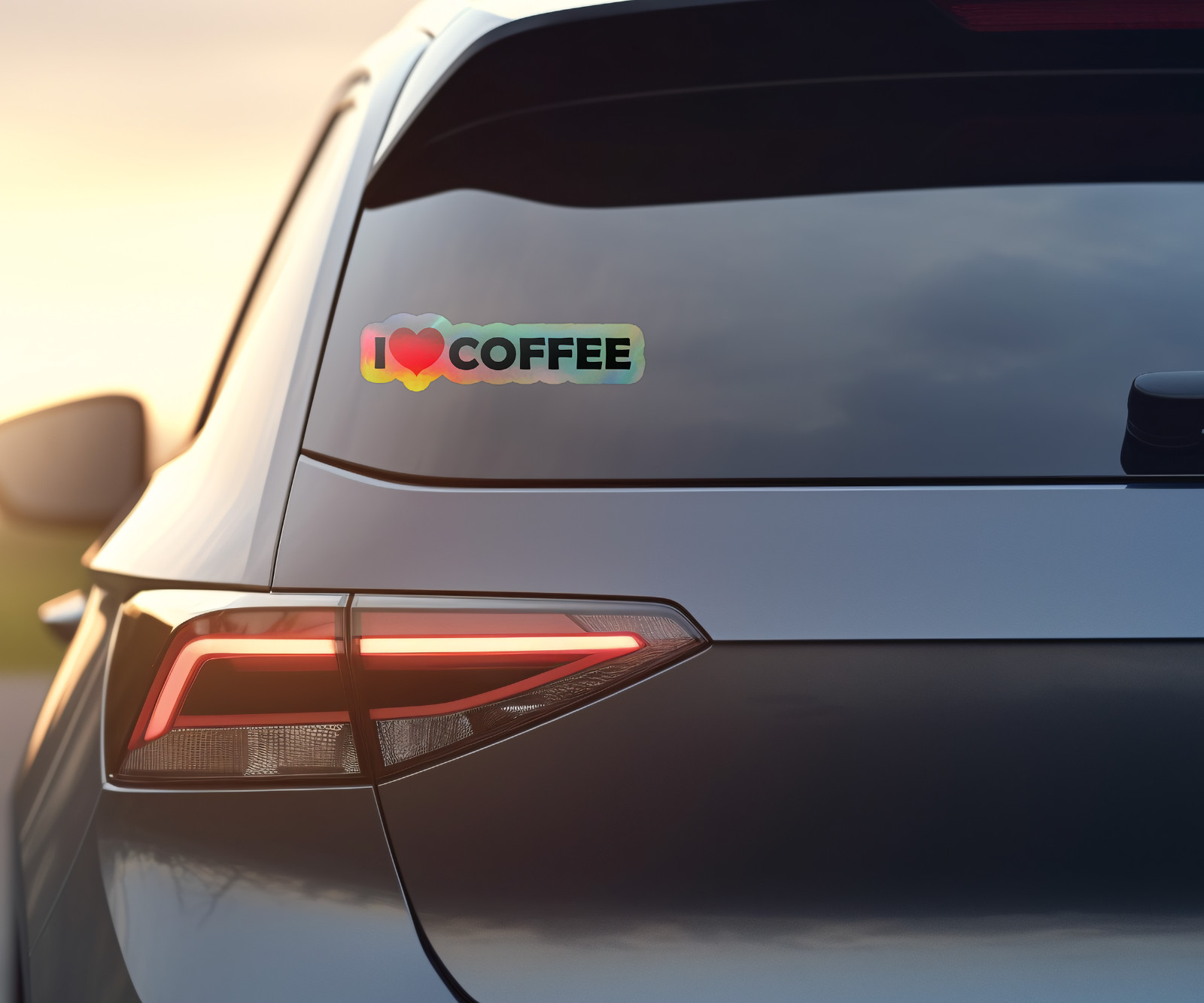 I Love Coffee Holographic Vinyl Sticker – Cute Caffeine Lover Decal