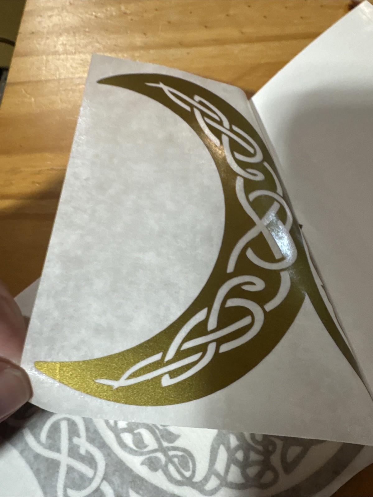 Three Moons Tree Of Life Vinyl Decal Gold. Lg. Unique 10.5”L 5”T. Pagan Celtic