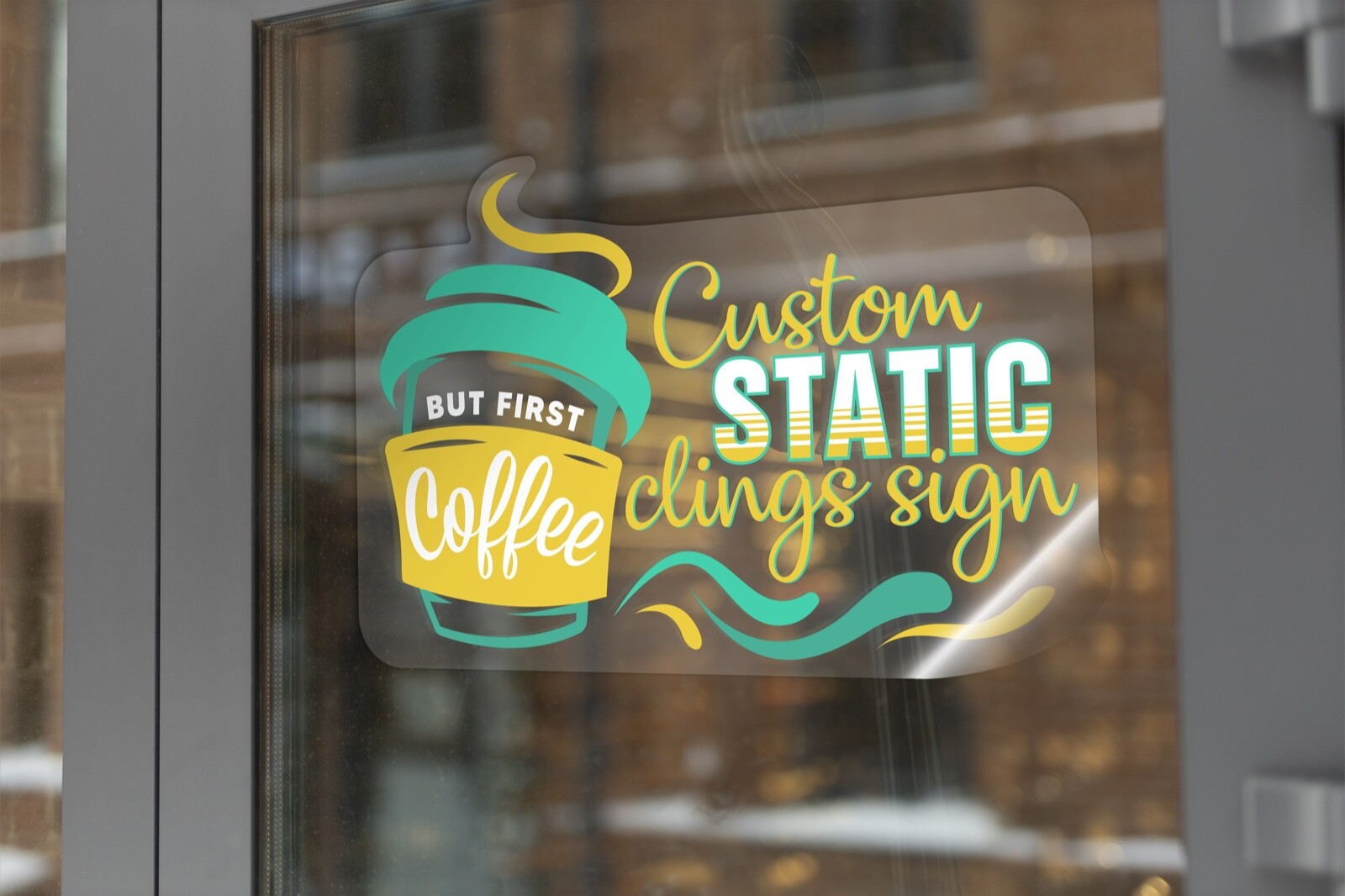 Custom window static cling decals | Static cling signs | Storefront static cling