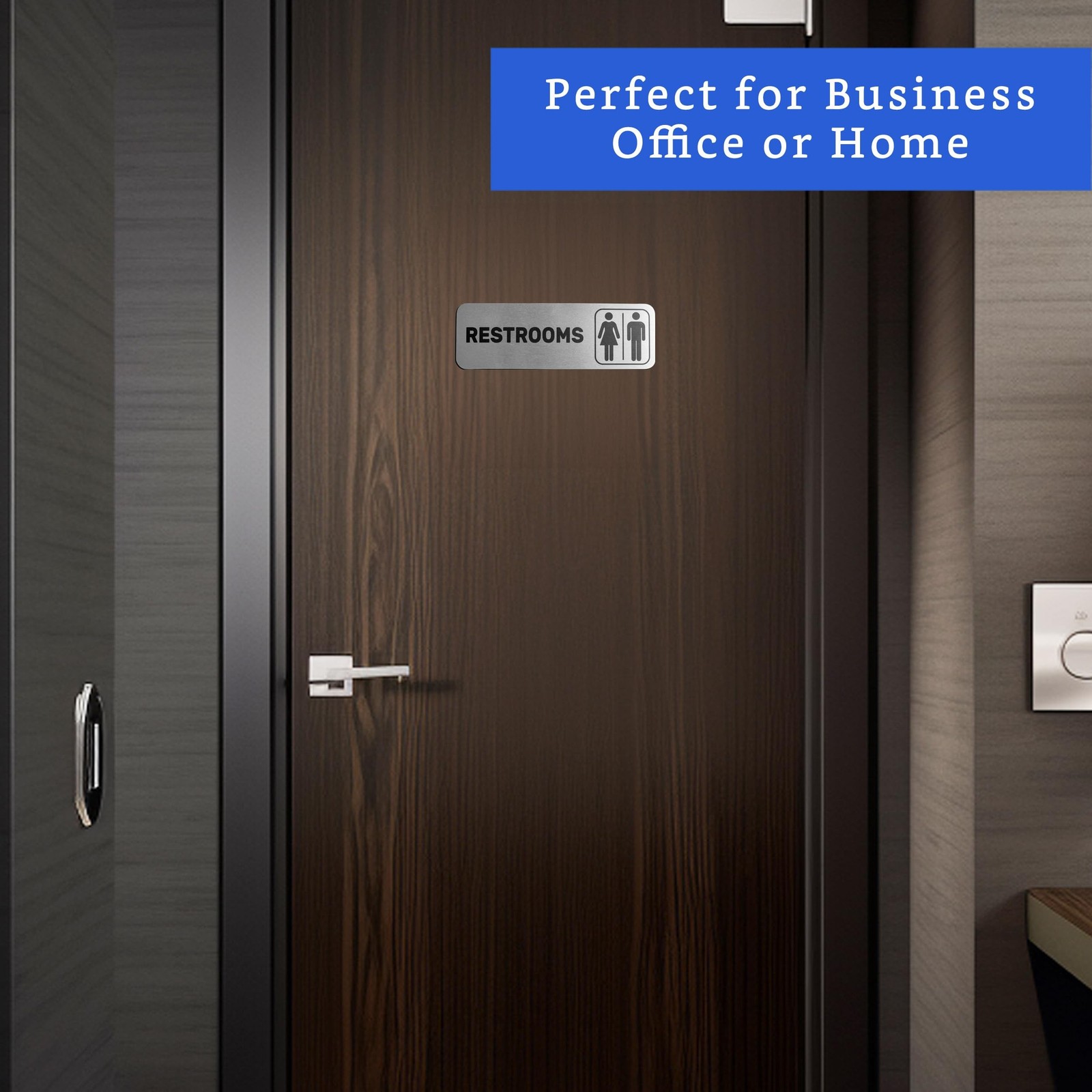 Men and Women + Restrooms Sign (Brushed Aluminum) – Bathroom Signs for Busine…