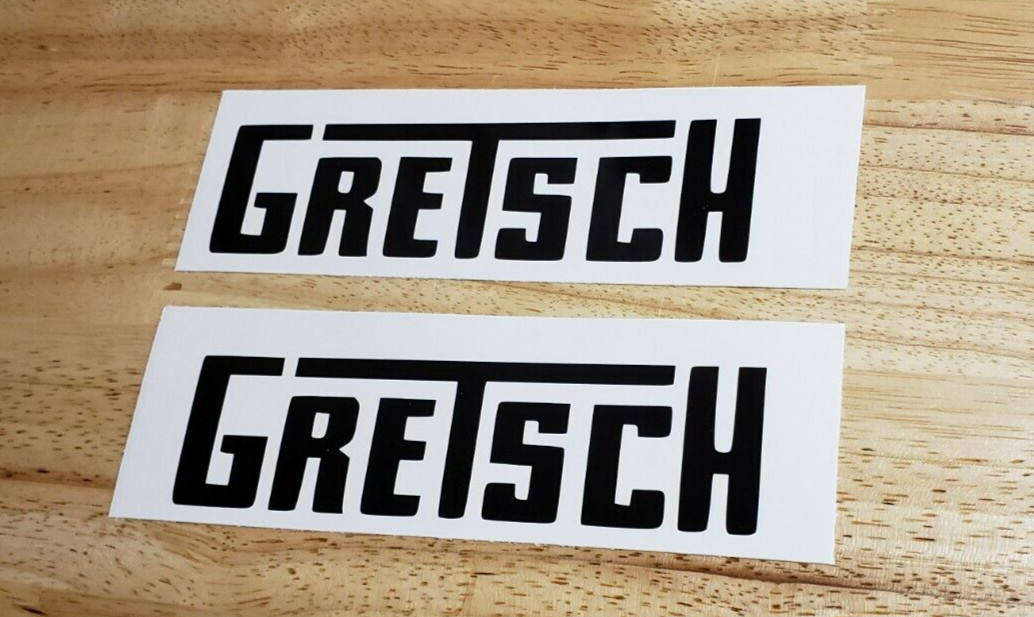 GRETSCH Decals Stickers Gloss Black 10" (2) Fast USA