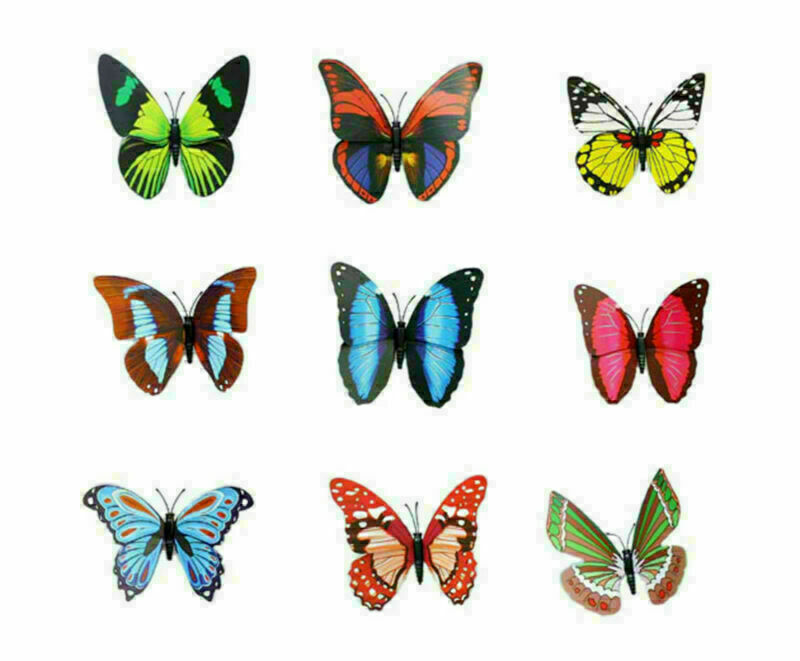 Multicolor Artificial Butterflies + Magnet Home Decorations 12 24 36 Accessories