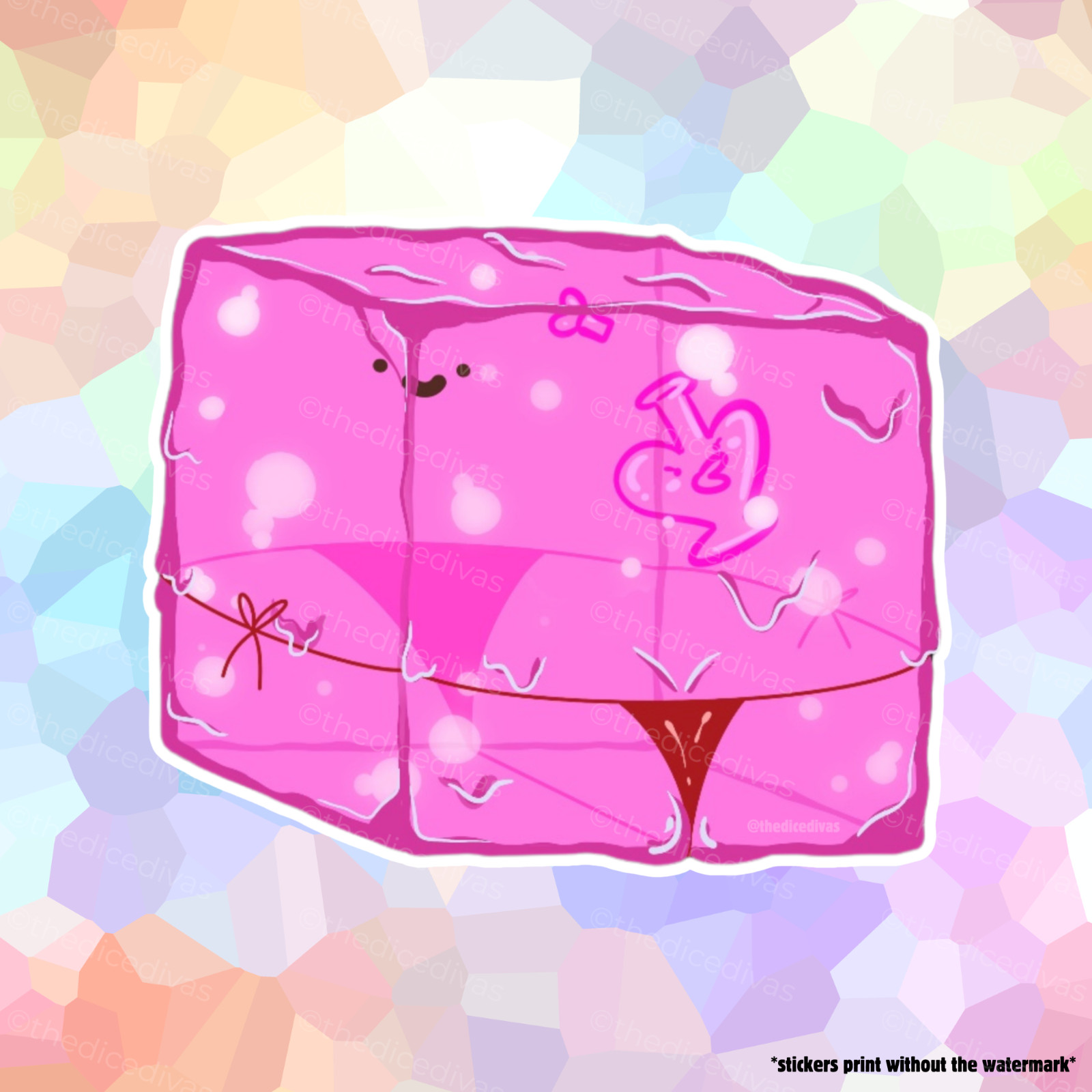 Sticker: Pink Naughty Cube – Gelatinous Cube, Ooze, Dungeons and Dragons, DND