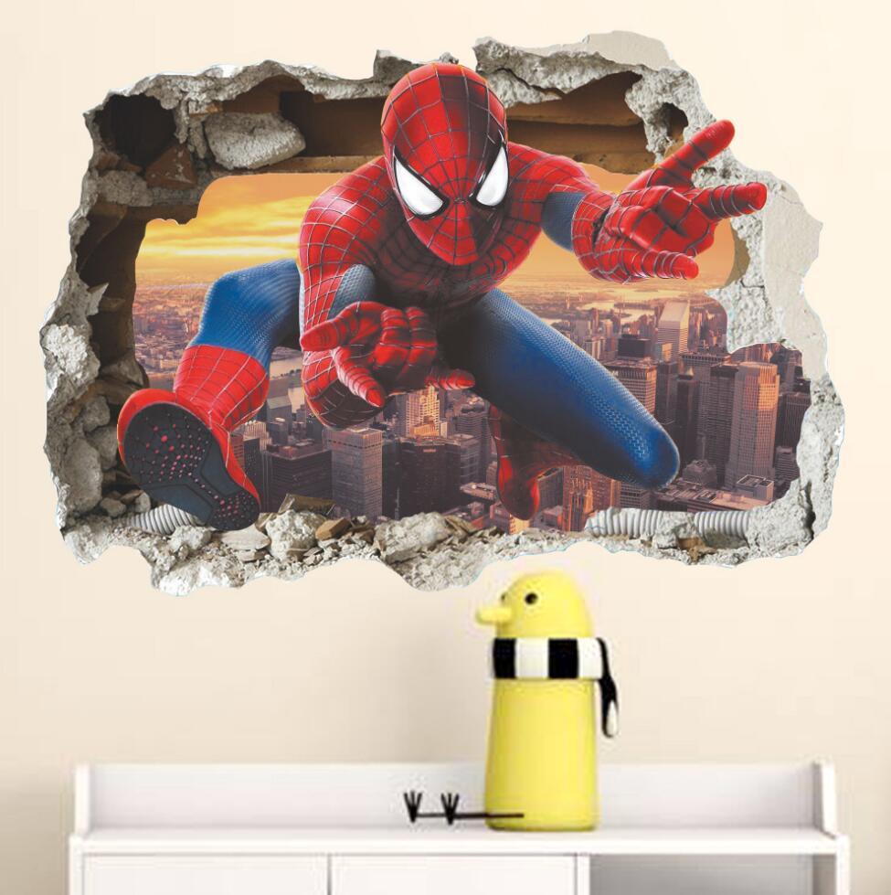 NEW 3D Spiderman Removable Wall Stickers Kids Home Decal room Decor USA