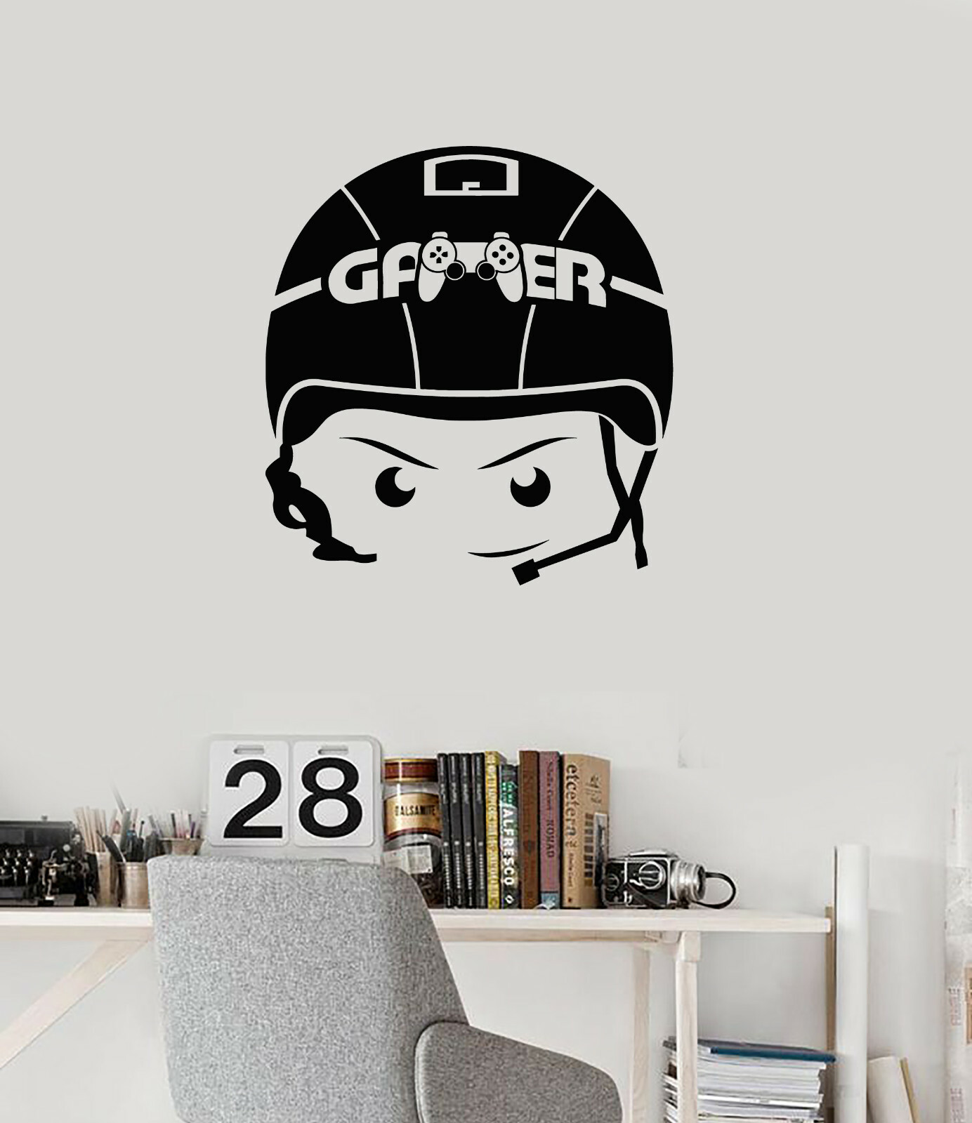 Gamer Vinyl Wall Decal Boy Video Games Headphones Room Art Stickers (ig5331)
