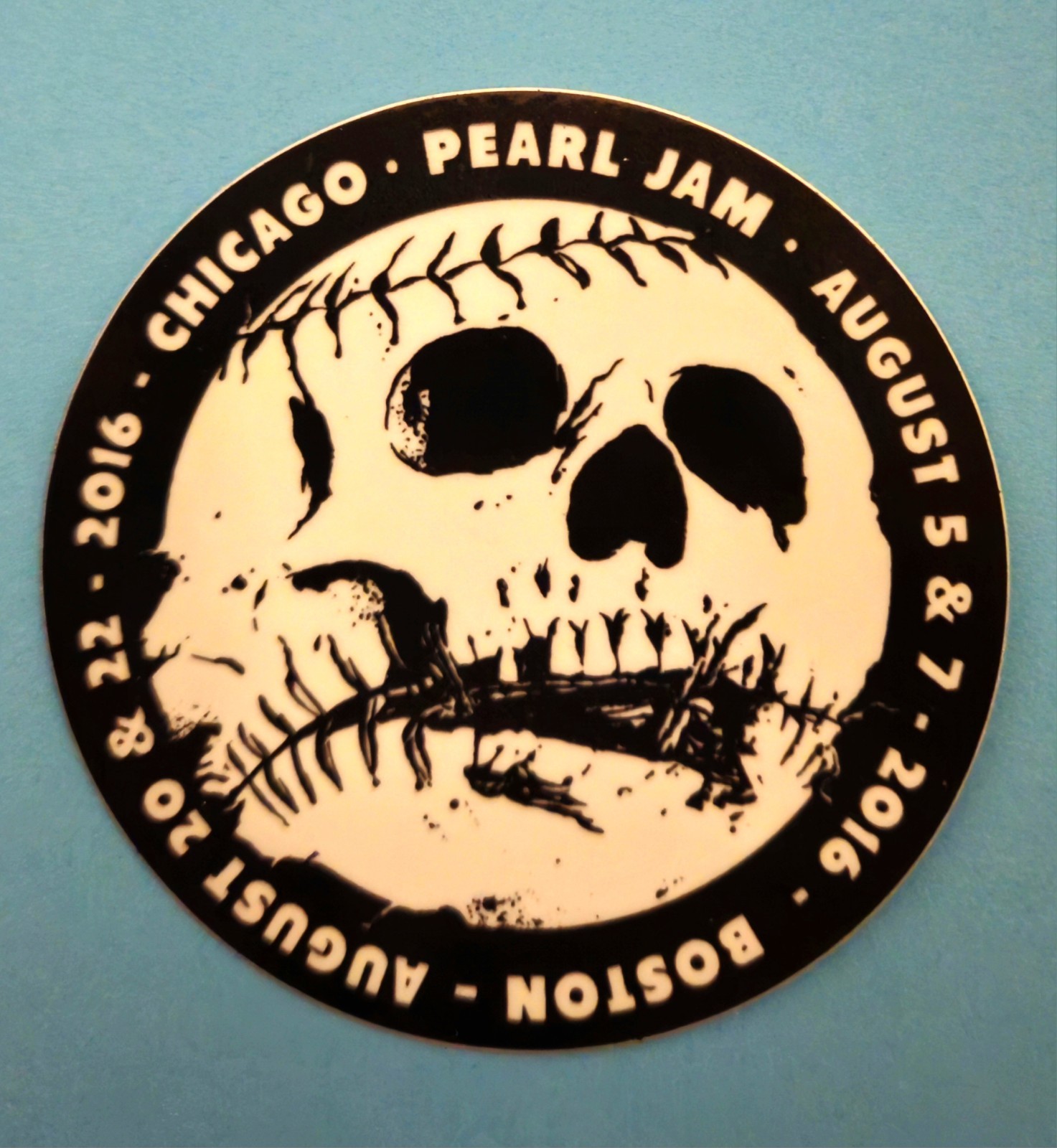 Pearl Jam Sticker Skull Baseball Boston 8/5 & 8/7 Chicago 8/20 & 8/22 2016