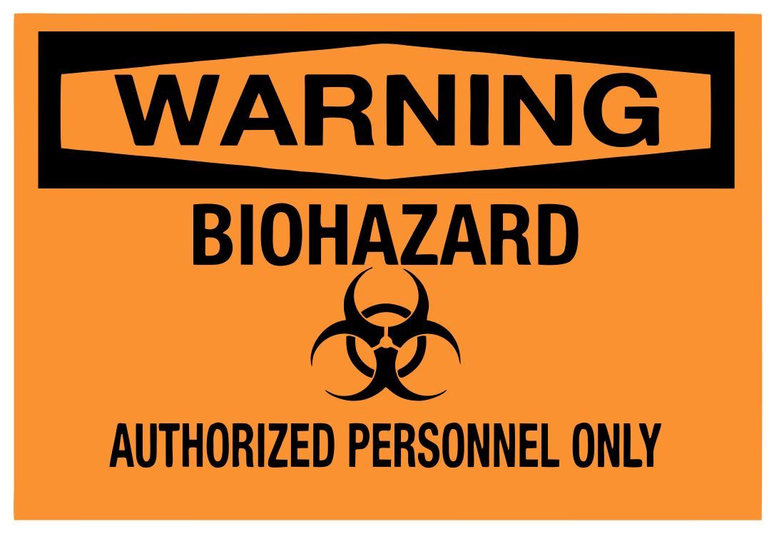 Warning Biohazard Authorized Personnel Safety Sign Sticker Decal Label D7310