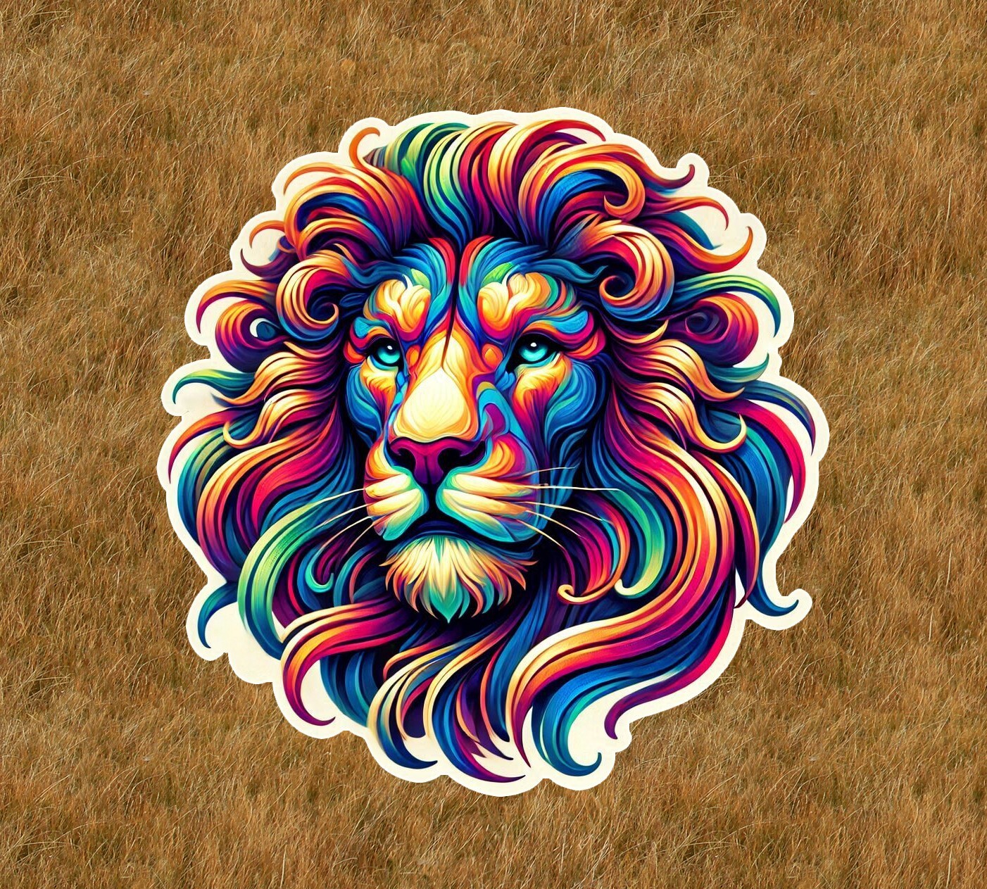Beautiful Colorful Lion head 100% waterproof vinyl sticker decal – many sizes