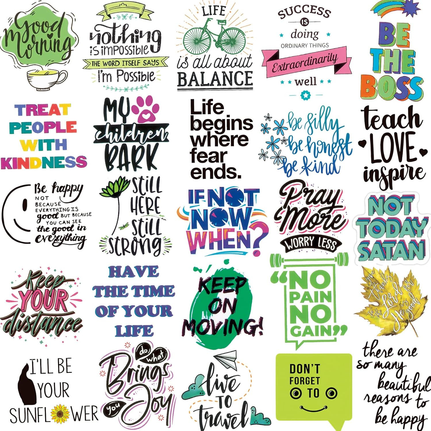 300PCS Positive Motivational Words Stickers for Adults, Waterproof Vinyl Inspira