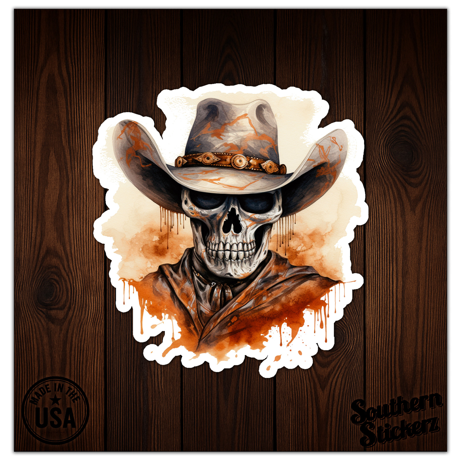 Cowboy Hat Skull – Vinyl Decal Sticker – Car Window Laptop – ebn11708