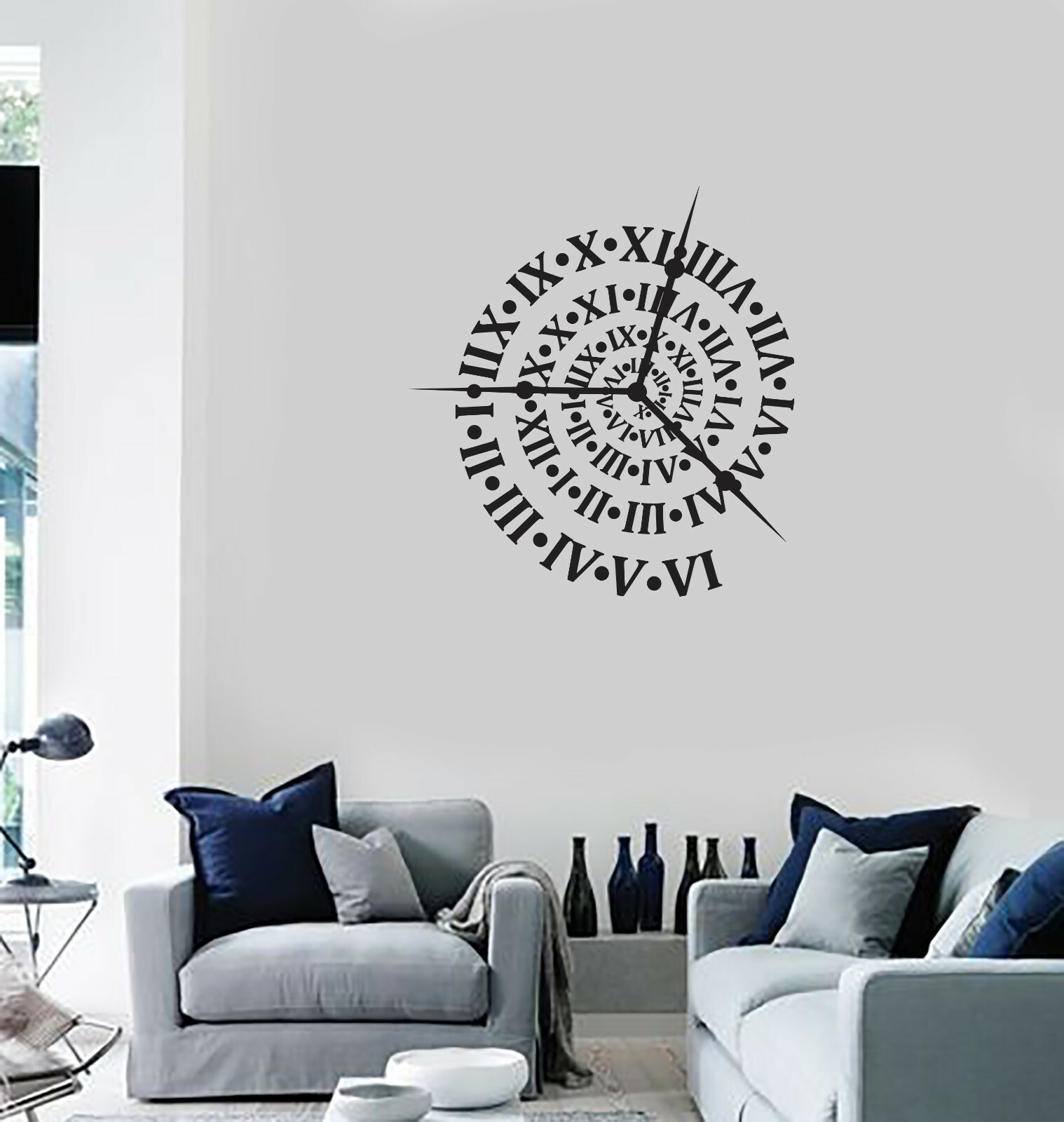 Vinyl Wall Decal Clock Roman Numerals Home Interior Decor Art Stickers (ig5886)