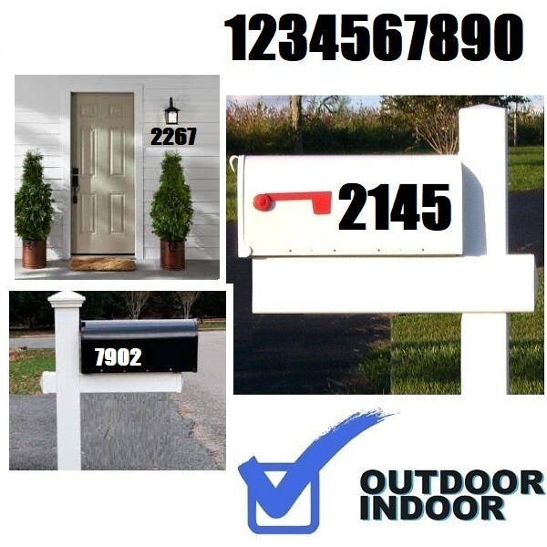 Mailbox Address locker Numbers Decal Sticker Window Door Wall Sign, IMPACT FONT