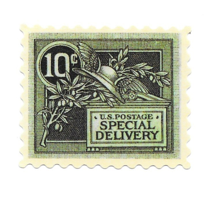 Vintage US 10 Cent Special Delivery Stamp Sticker Helmet of Mercury Vinyl Decal