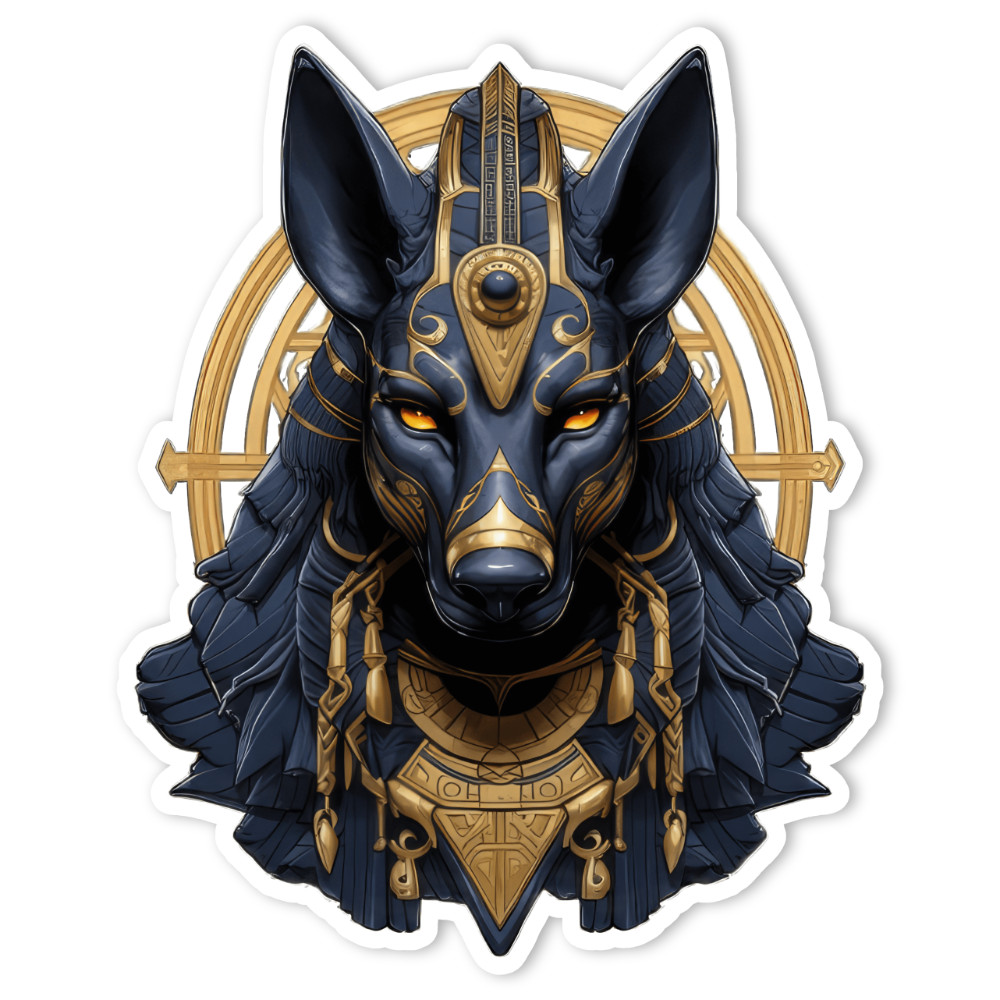 Egyptian God Anubis Vinyl Sticker, Water Resistant, Laptop, Water Bottle