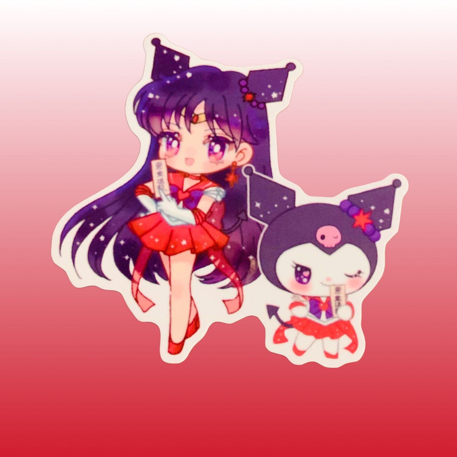 Sticker – Sanrio Kuromi X Sailor Mars Kawaii Decal, 3.5” Moon Clear Glossy