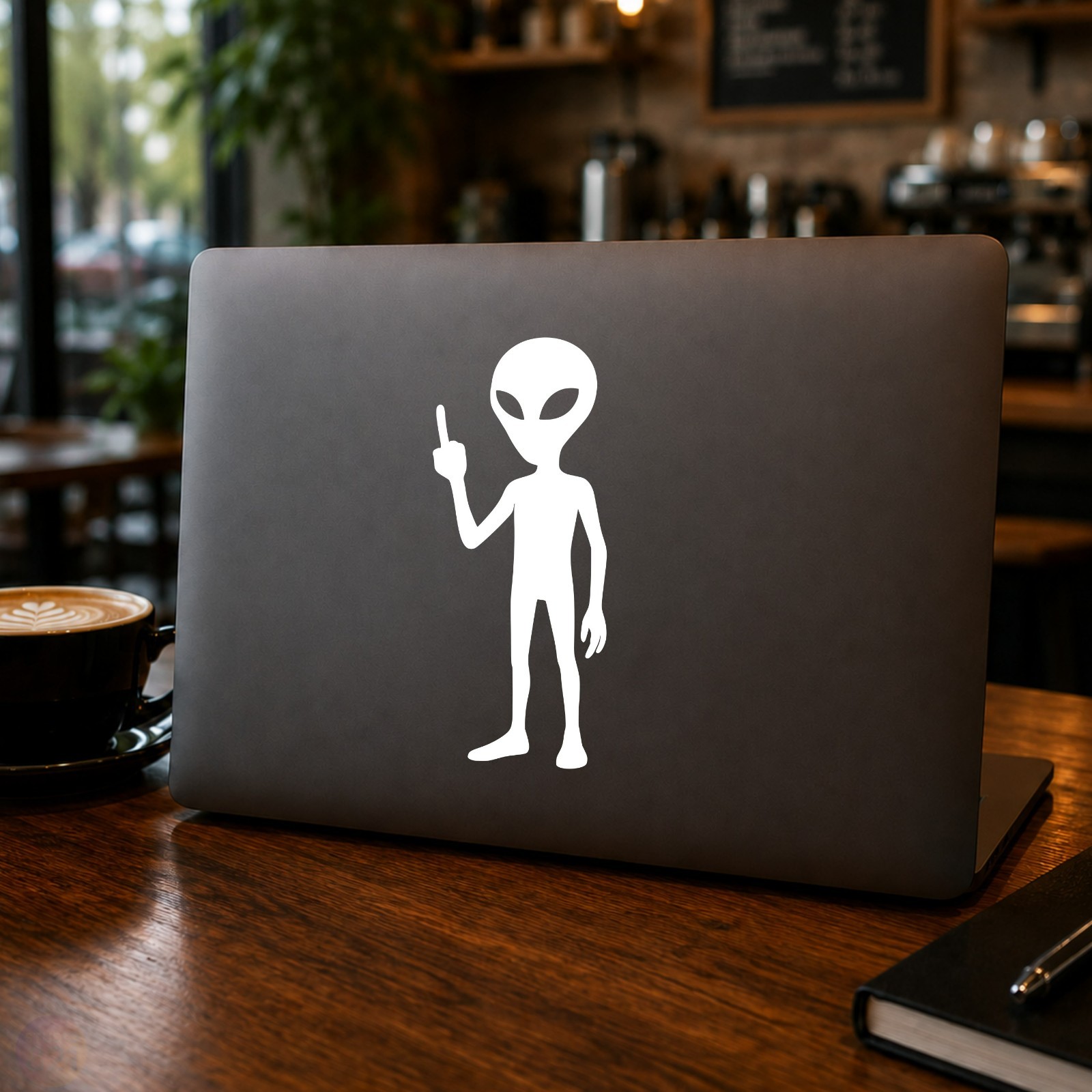 Alien Head Bird Sign Decal | UFO Area 51 Sticker | Car Truck Window Vinyl | Fun