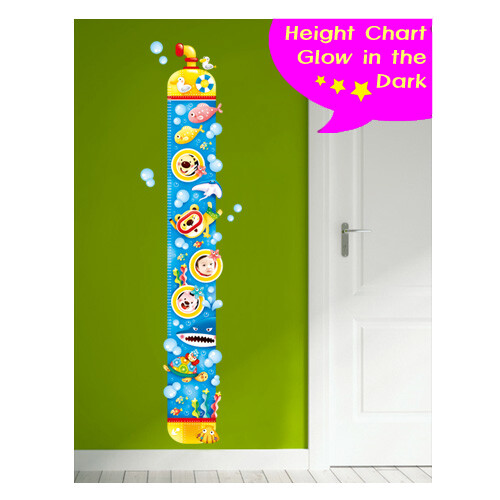 Height Chart Wall Sticker Glow in the Dark NEW Premium Quality Removable Kids