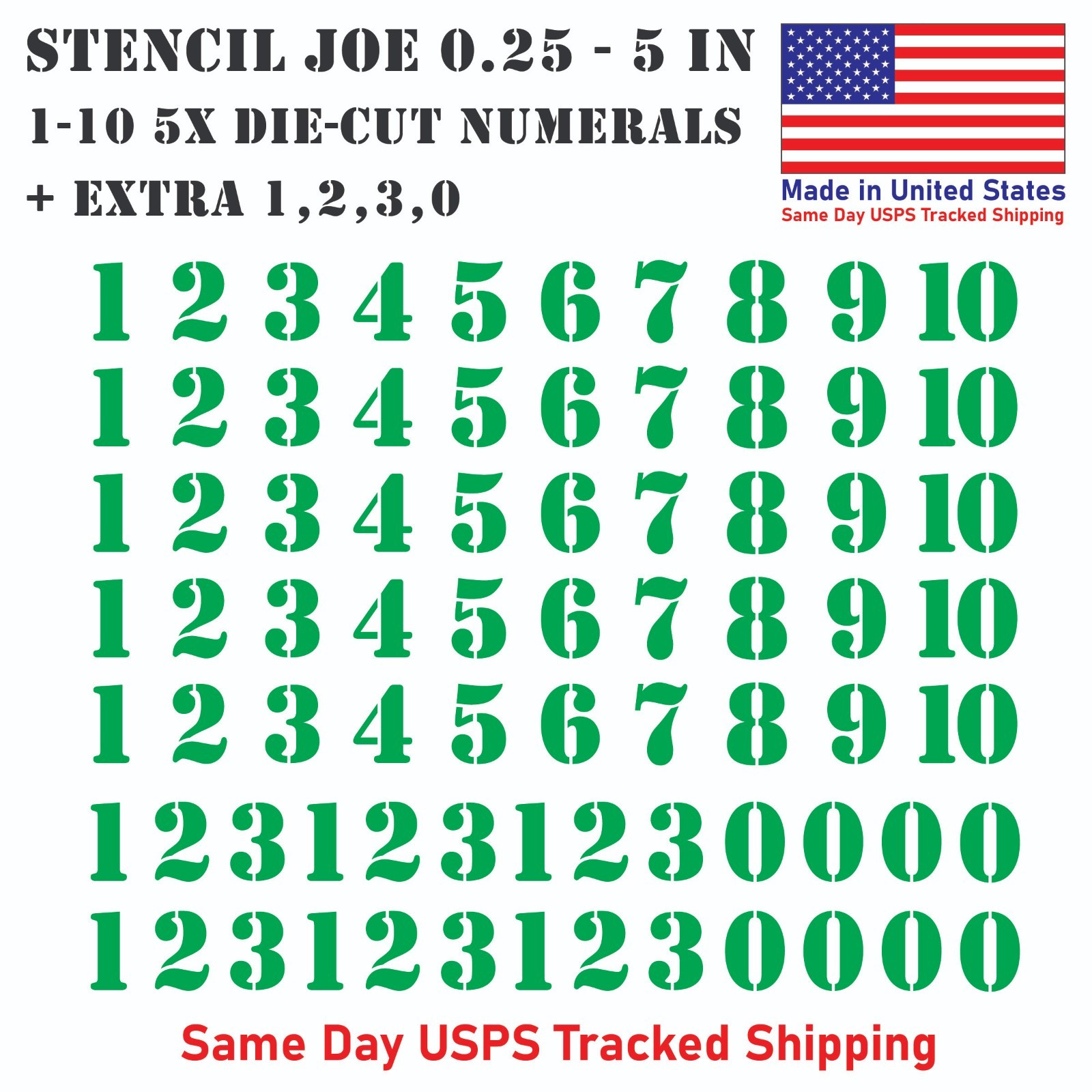 1-10 5x+ Stencil Joe Outdoor Vinyl Decal Numbers for Mailbox Door Address Locker