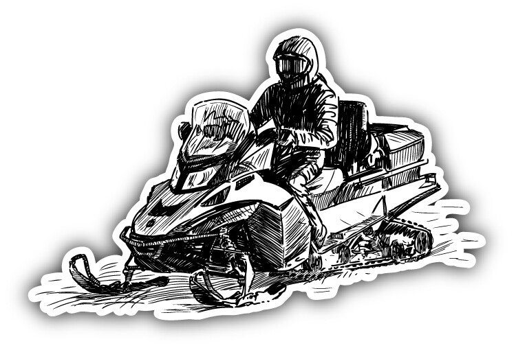 Snowmobile Sketch Car Bumper Sticker Decal