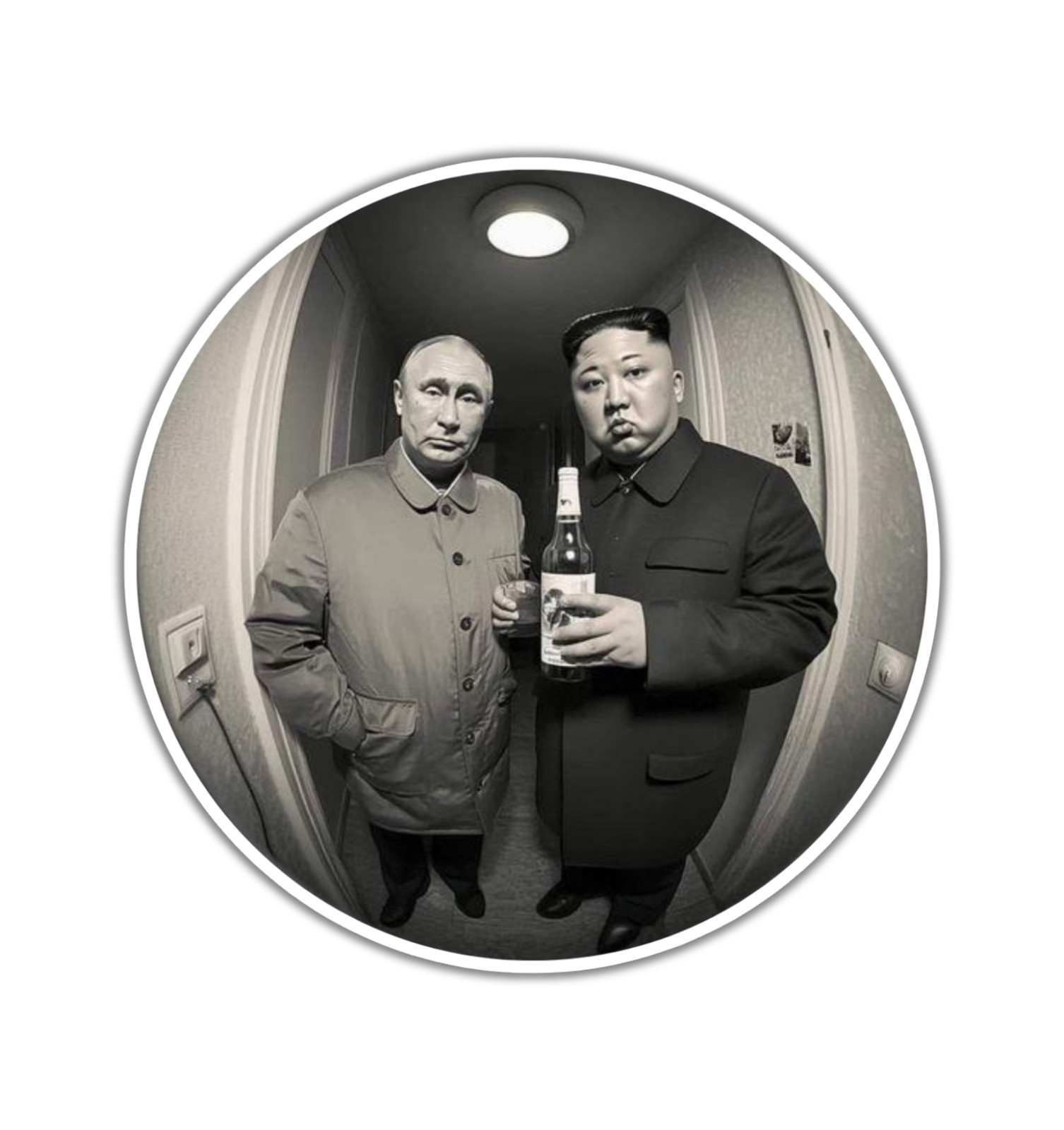 Vladimir Putin & Kim Jong Un Drinking Fridge Magnet or Laptop Sticker