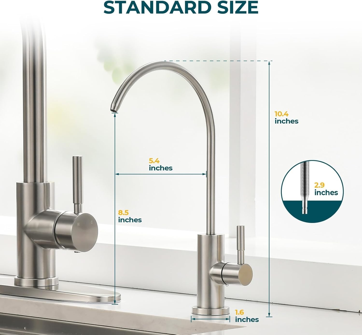 Mid Arc Brushed Nickel Drinking Water Faucet – Safe & Stylish Kitchen Solution