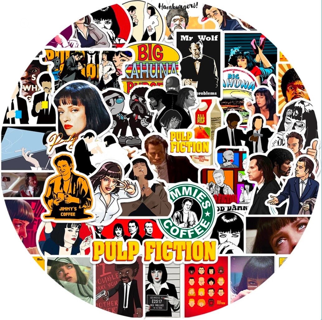 Pulp Fiction Stickers 50pk Mixed Movie Themed Pulp Fiction Random Funny Stickers