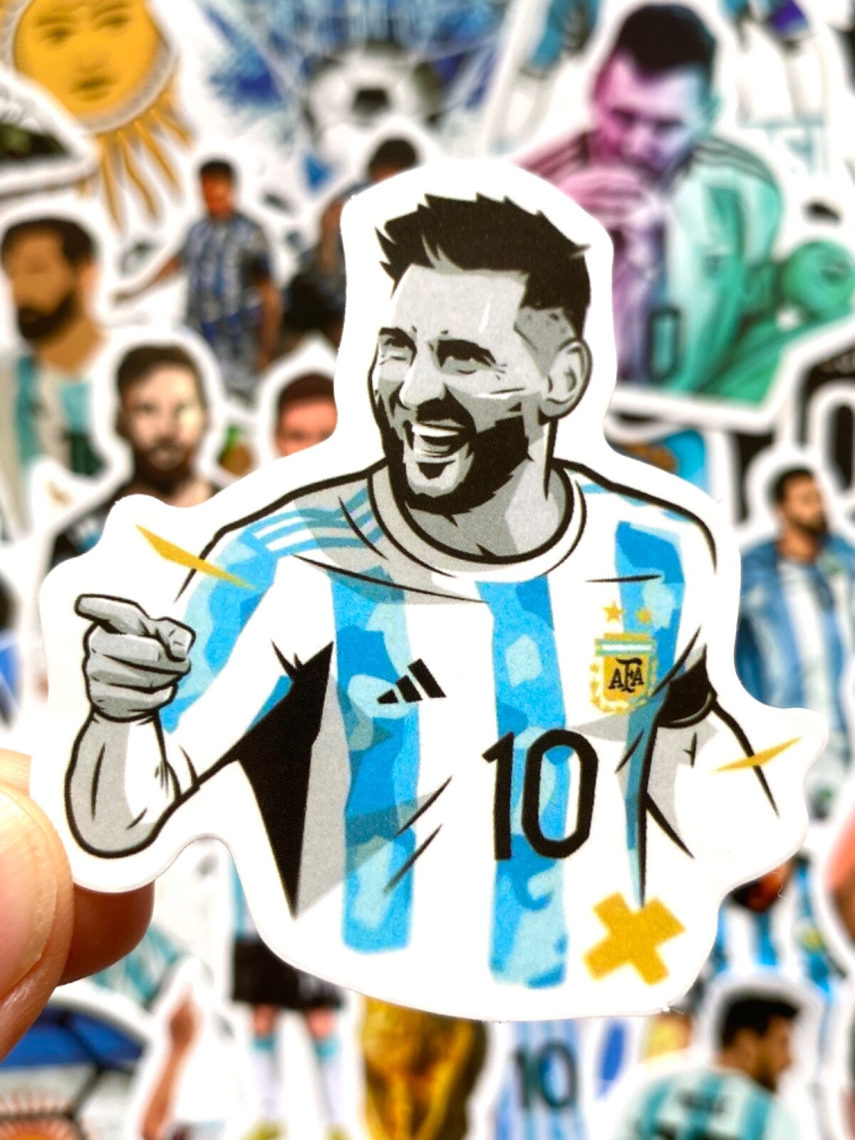 5-50 pcs Messi Inspired Stickers, Argentina World Cup Trophy Laptop Car Decals