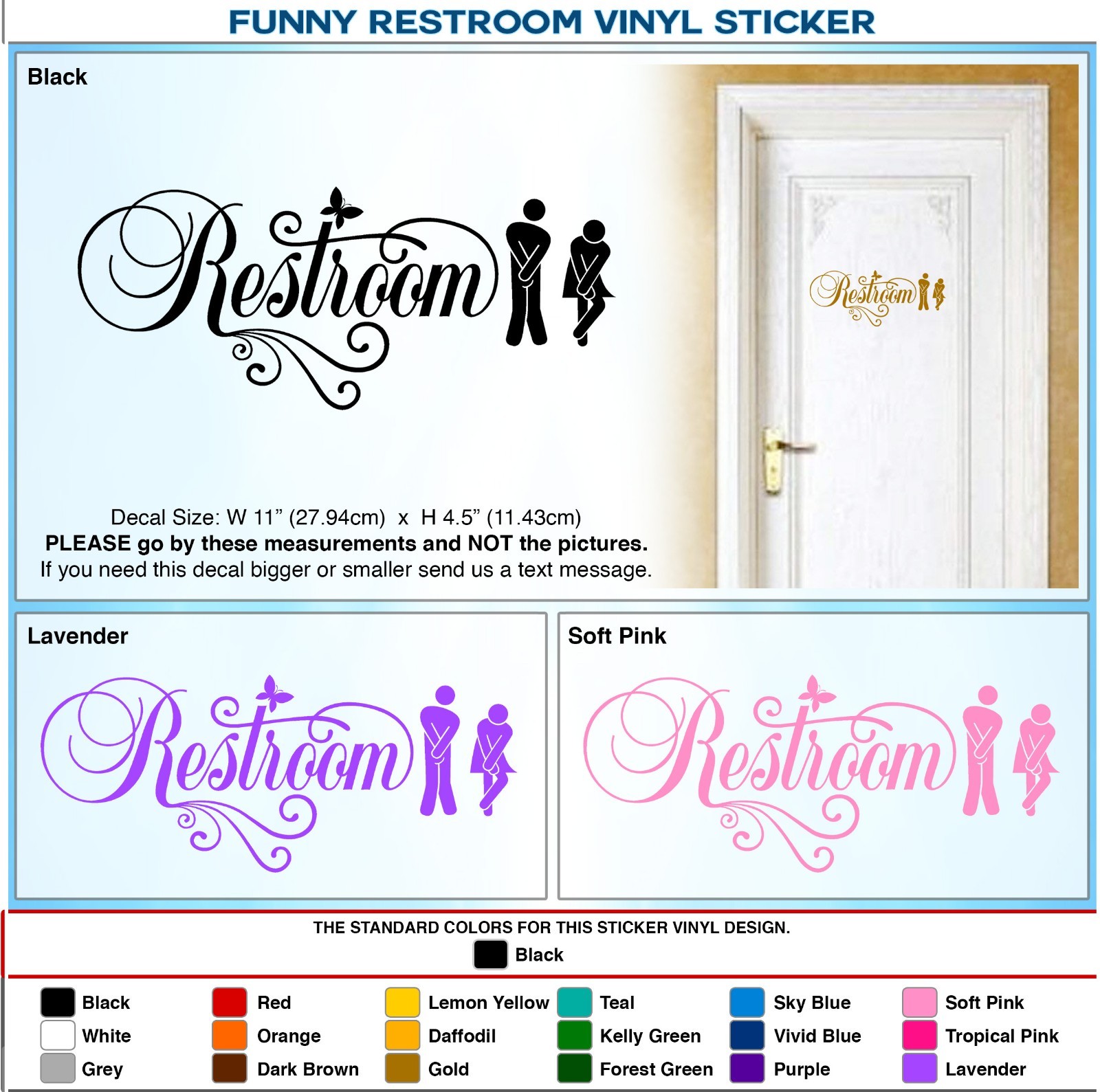 Restroom vinyl Sticker door Bathroom Sign Men Women Restroom Art Decal 067