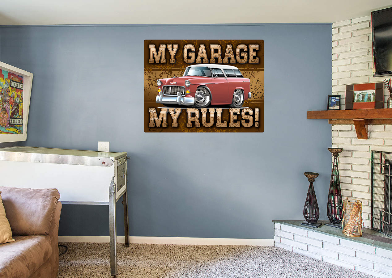 1955 Chevy Nomad Wagon My Garage My Rules Wall Art Graphic Sticker