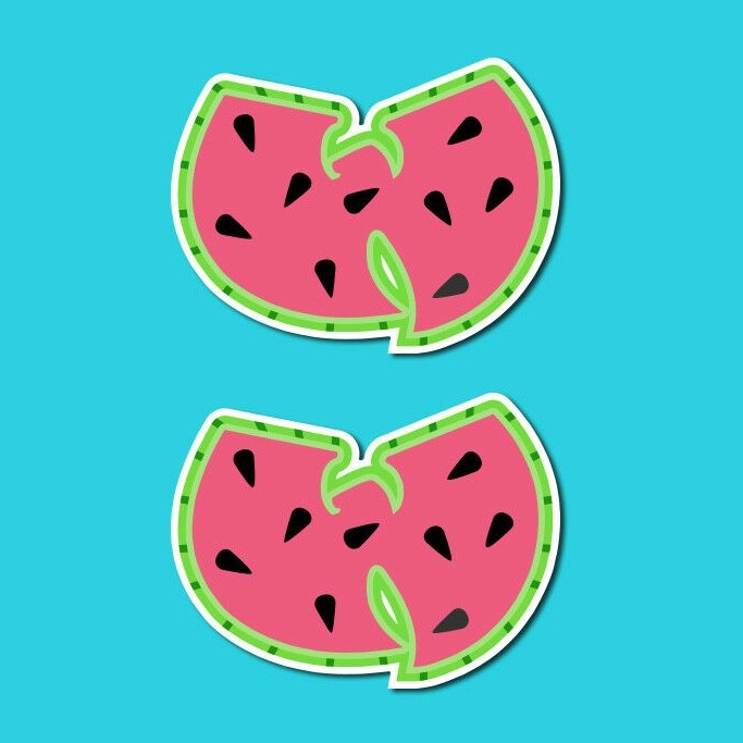 Wu-Tang Watermelon Sticker, Includes 2 Stickers, 4" Wide, Decal, Vinyl, Gifts