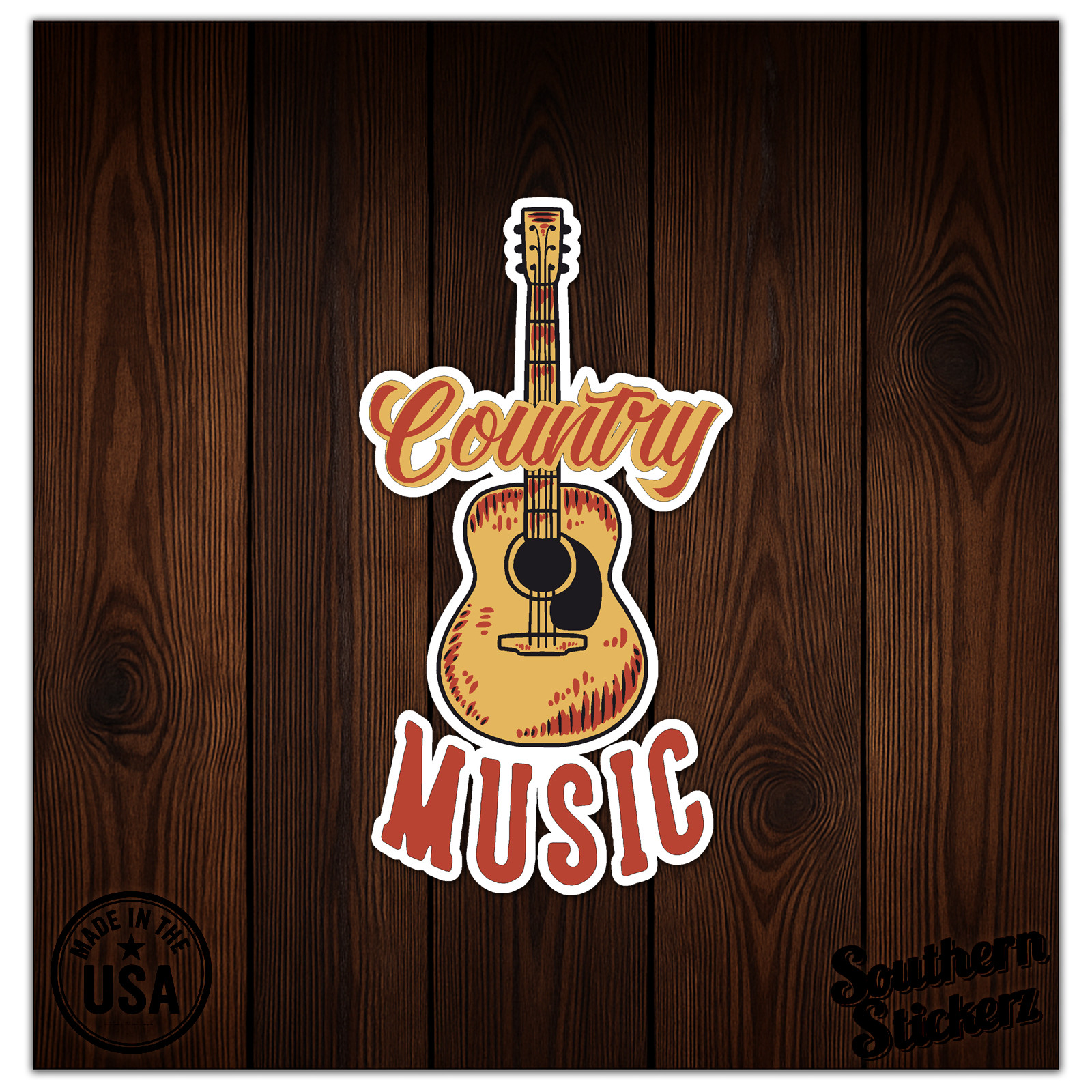 Country Music Guitar – Vinyl Decal Sticker – Car Window Laptop – ebn8499