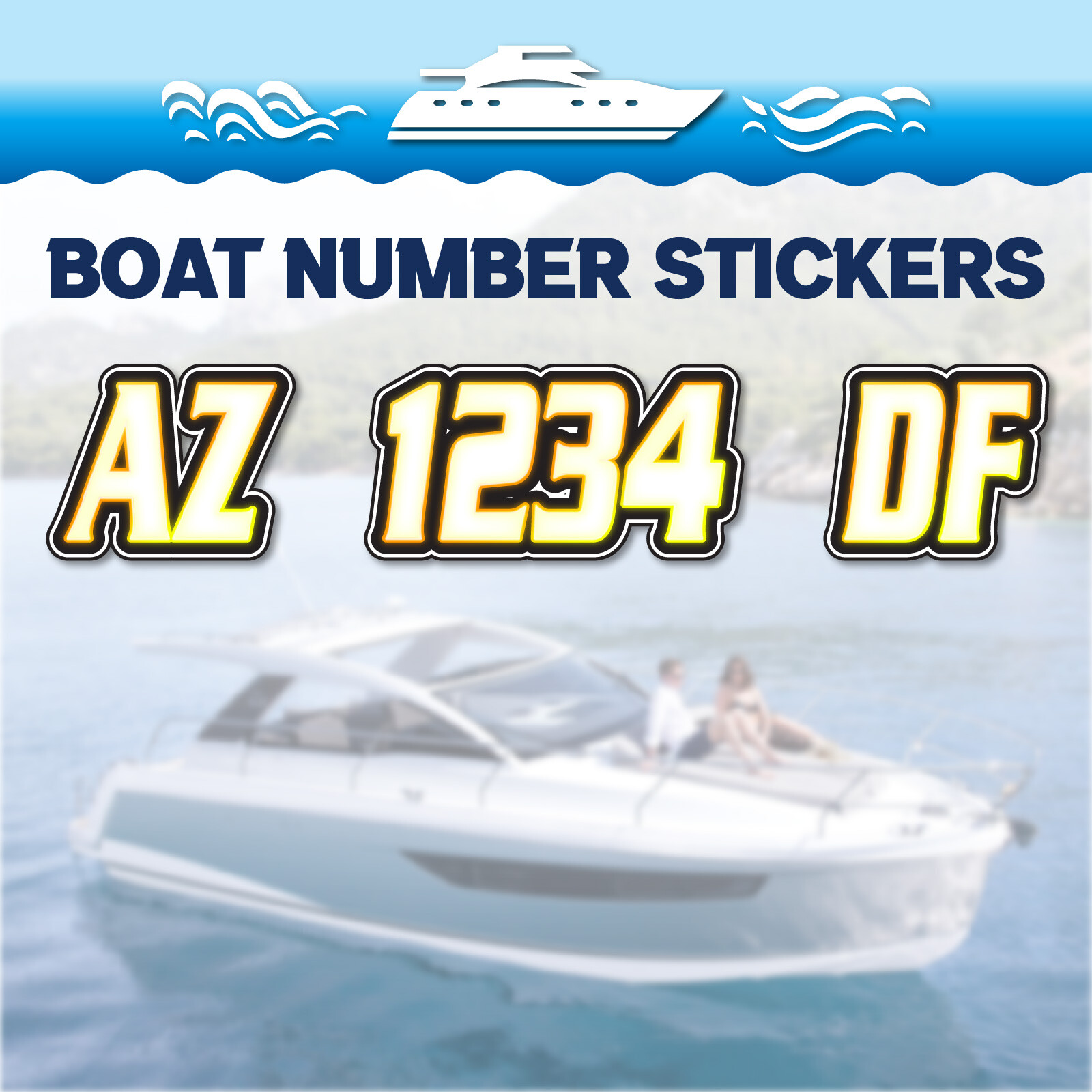 3 inch 2x Watercraft Number Custom Boat Registration Stickers3 inch Lighting