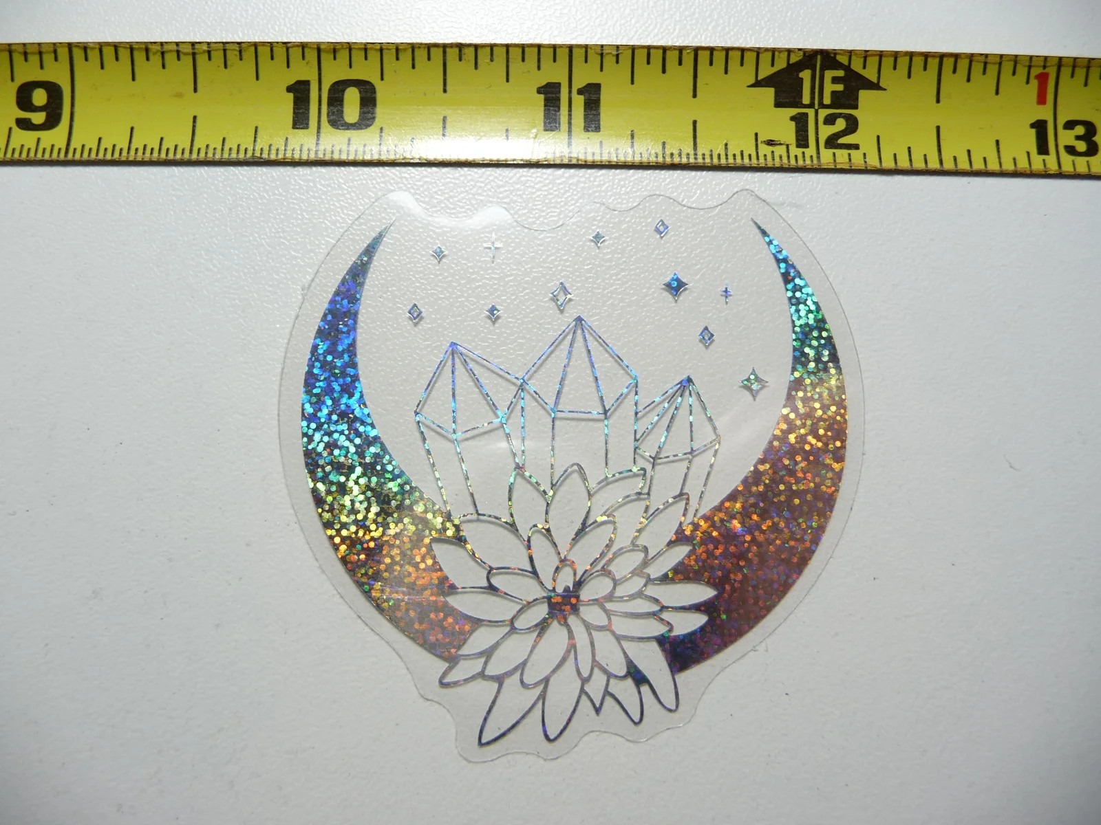 LOTUS CRYSTALS MOON HOLOGRAPHIC SMALL STICKER CELESTIAL DECAL AMAZING