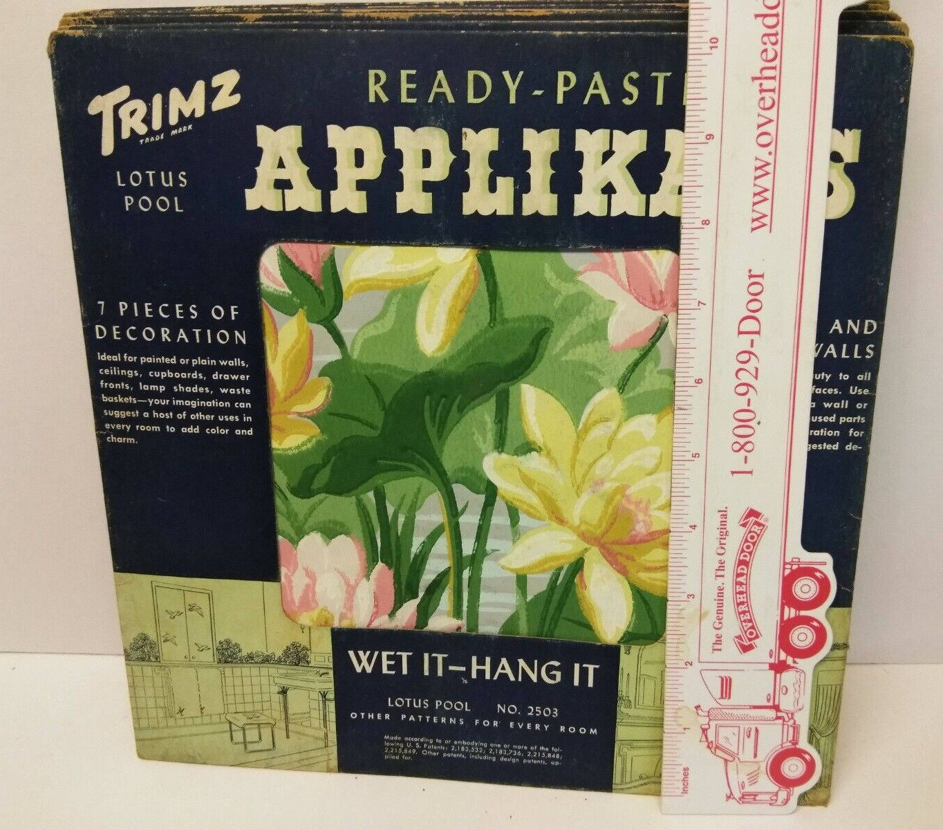 Vtg 6x Trimz Ready-pasted Applikays Lotus Pool Theme #2503 Plain / Painted Walls